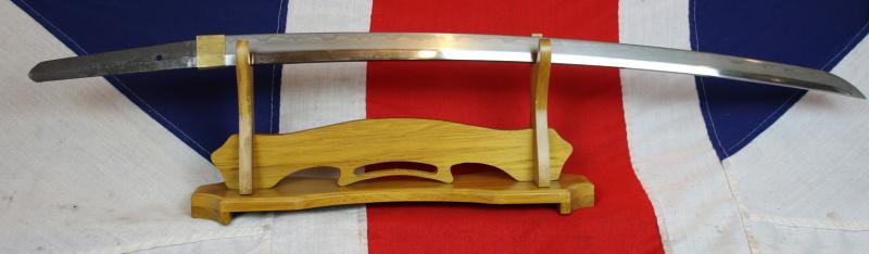 An Ancestral WW2 Japanese Officer’s Sword, in Traditional Type 98 Japanese Officer's Gunto Military Mounts. Stunning Hamon Shinto Blade Circa 1680 Signed Shimosaka