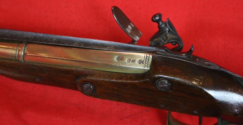 A Rare and Absolutely Spectacular, J. & W. Richards, All-Brass Flintlock Blunderbuss With Sprung Top Mounted Bayonet. Finest 'Juglans Regia' Walnut Stock. Circa 1800. Much Favoured by Ship's Captains