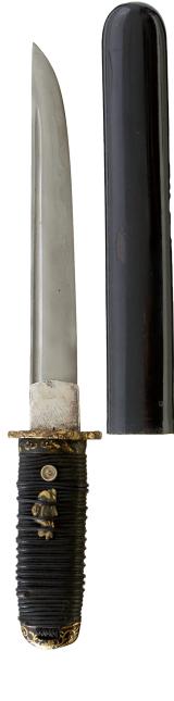 A Most Attractive Chinese Duǎn Dāo (短刀) Dagger With Gold Inlaid Fittings And Mounts. From The Last Century.