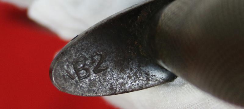 A Fabulous, WW2 Special Forces, 1942 Issue, 'B2' Broad Arrow Marked Early Second Pattern FS Commando Knife. With 'Hand Ground' Blued Finish Blade & Original Leather Scabbard In Great Service-Used Condition