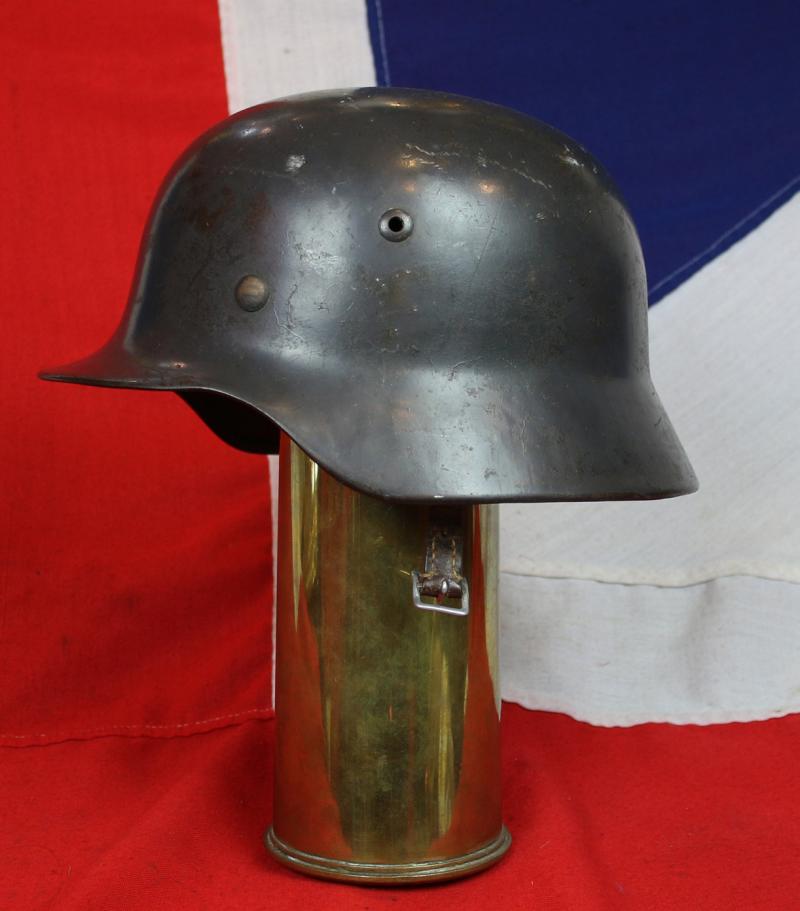 A Most Scarce & Collectable 1935 Issue WW2 Luftwaffe Combat Helmet M35 NS62 Single Decal But Only Partialy Visible. Stamped Batch Number D128. with Original Liner And Partial Chin Strap