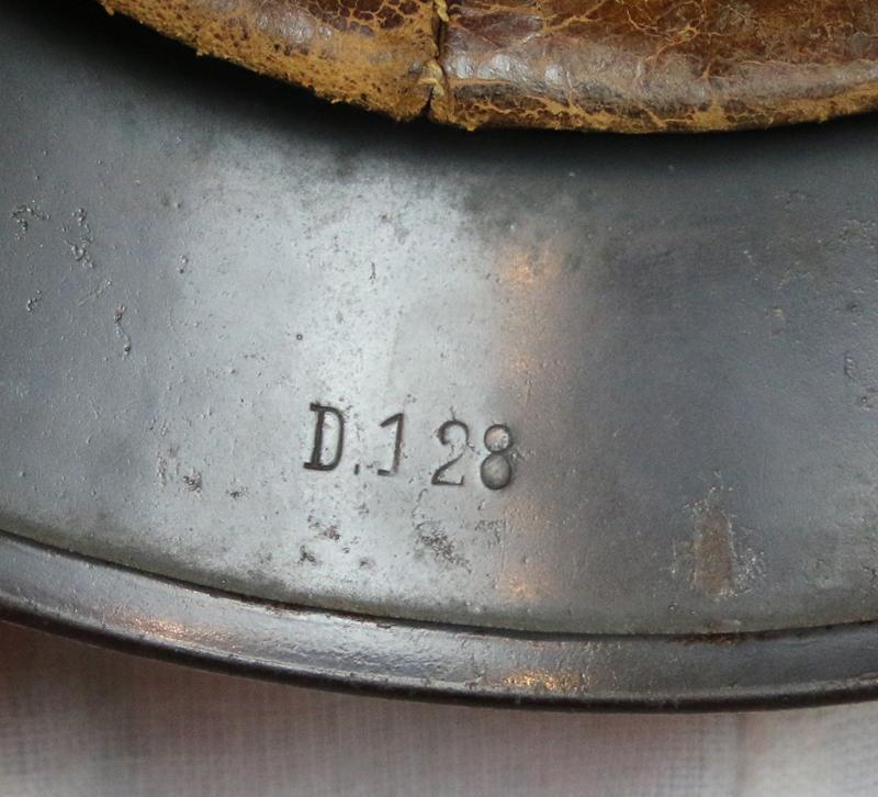 A Most Scarce & Collectable 1935 Issue WW2 Luftwaffe Combat Helmet M35 NS62 Single Decal But Only Partialy Visible. Stamped Batch Number D128. with Original Liner And Partial Chin Strap