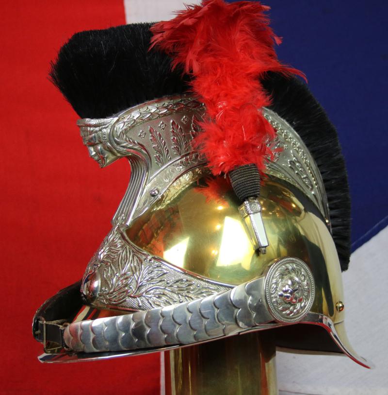 A Superb, Near Pristine, Antique French Gendarmerie Cavalry Helmet . Maker Marked, B. Frank, Aubervilliers