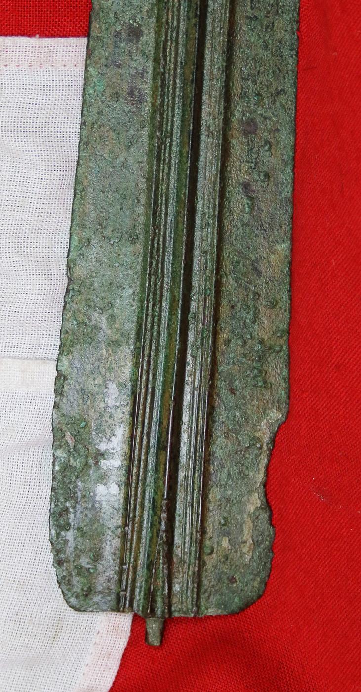 A Simply Wonderful Original Trojan War Period Full Length Bronze Sword Blade, 21 Inches Long. Circa 1200 B.C.Archean Greeks, the Mycenean Greeks, The Trojans & The Hitites. From The Warring Times Of Menalaus King of Sparta & King Agamemnon