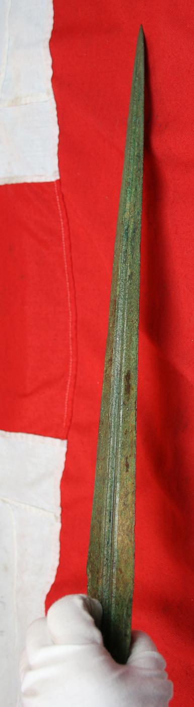 A Simply Wonderful Original Trojan War Period Full Length Bronze Sword Blade, 21 Inches Long. Circa 1200 B.C.Archean Greeks, the Mycenean Greeks, The Trojans & The Hitites. From The Warring Times Of Menalaus King of Sparta & King Agamemnon