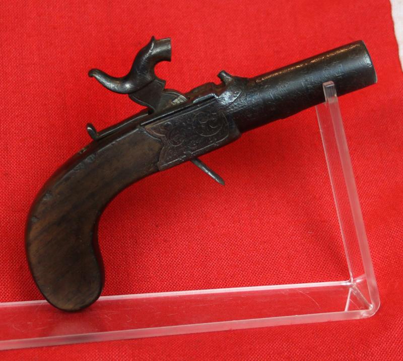 A Good 19th Century 1830's King George IVth English Percussion Derringer Type Pistol. The Kind Of Boxlock Pistol Known In Dickensian England As A 'Barker'