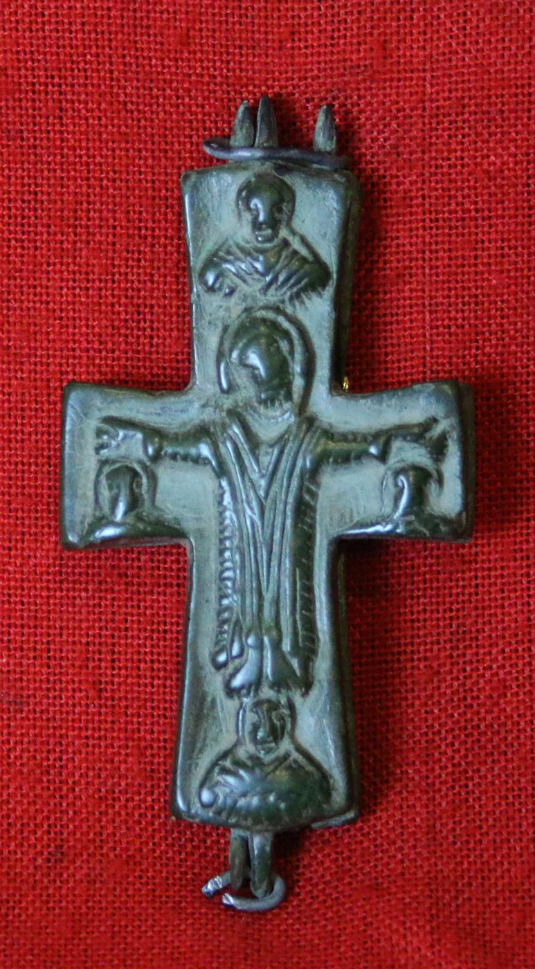 An Early Crusades Period Reliquary Pectoral Encolpion Cross Hinged Two Part Pendant From the Ancient Holy Land. Possibly Presented to a Pilgrim Knight Before His Departure for the Crusade, by an Archbishop or Possibly a Pope. Around 1000 Years Old