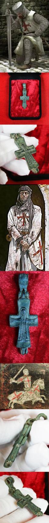 A 1000 Year Old Survivor From Antiquity. Early Crusades Reliquary, Pectoral, Encolpion Cross. Containing A Shard of The True Cross. Hinged Cross Of the Ancient Holy Land. Likely Presented to a Warrior Knight Before for the Crusade, by a Bishop