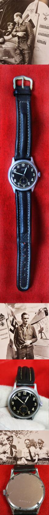 A Superb and Iconic WW2 German Luftwaffe Officer's 'Black Face' Watch By Titus, Geneva, {Switzerland} Incabloc. A Superb Original Artefact of WW2 German Aeronautical Warfare History