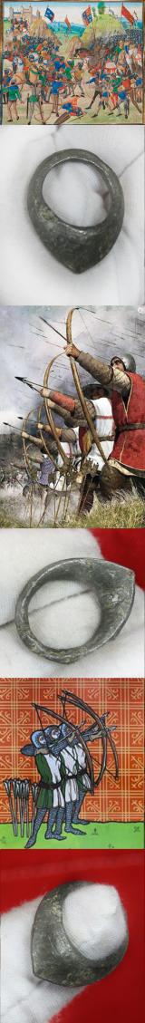 Superb & Rare Original, Solid Silver, Medieval Longbow Archer’s Thumb Ring, Mid 14th Century. Of the Battle of Crecy. From Our Latest Antiquities Collection Aquisition Recovered From Crecy, Azincourt and Other Famous Battle Sites in The 1820’s