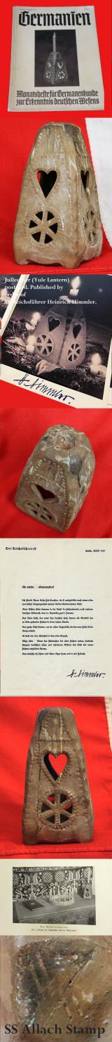 A Most Intruiging Allach Artwork. An Original Third Reich SS-Julleuchter. An Award & Trophy of the German Schutzstaffel Presented By Himmler to Officers Then Members of the SS From1936 -1944. A Pagan Runic Winter Solstice Lamp, An SS Service Decoration