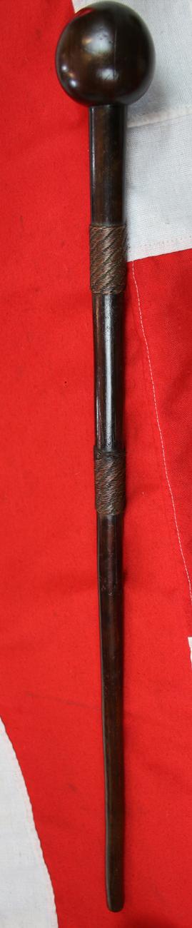 A Most Desirable Original Souvenir, A Collector's Item From The Zulu War of 1879, a War Club, Iwisa, Of A High Ranked Zulu 'isiKhulu', A Warrior's Long Knopkerrie, With a Telegraph Wire Geometric Wirework Bound Haft. In Fantastic Condition