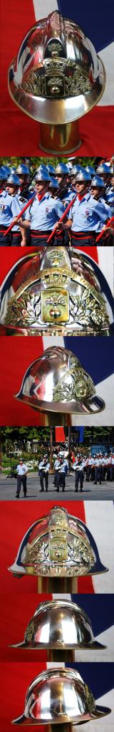 Antique Sapeurs Pompiers French Firefighter Helmet  Brass and Nickel Plated, with Original Liner and Chin Strap In Excellent Condition. Early 20th Century Issue