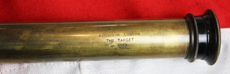 Aitchison of London, Early 19th Century Antique Three Draw Military Telescope with Leather Body Cover and Fore and Aft Covers in Leather