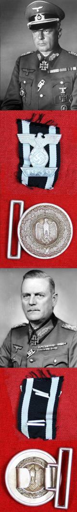 WWII German Army Officer's Dress Belt Buckle, in Aluminium Alloy, With the Uniform Wear WW1 Iron Cross Second Class Ribbon & Clasp {Spange} Dated 1939.