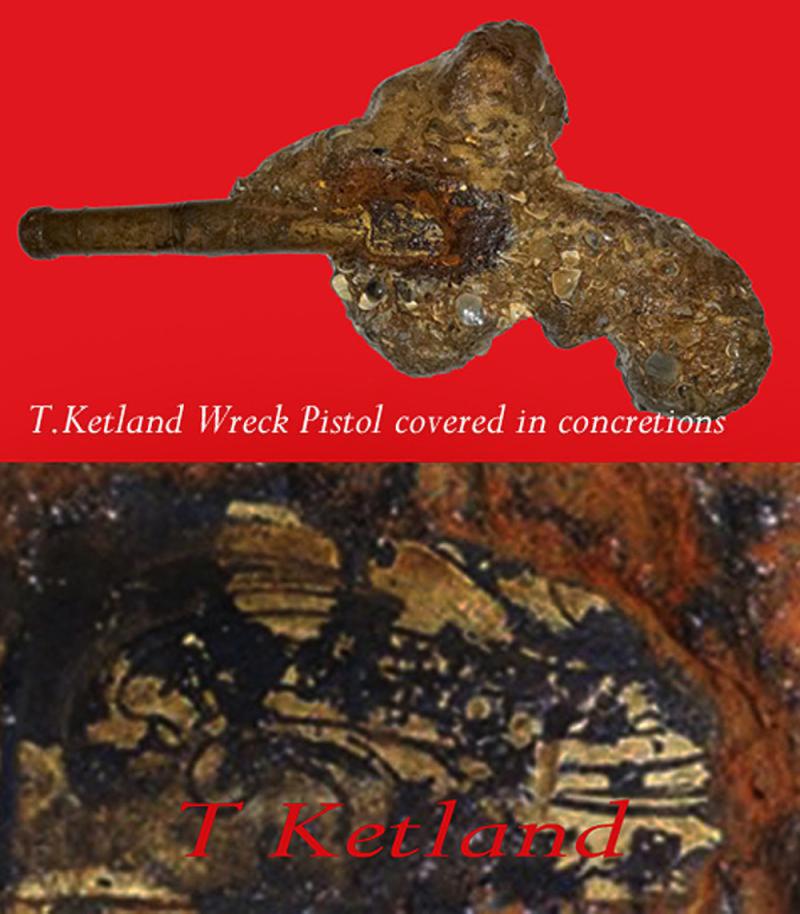 Absolutely Beautiful & Captivating Pair Of American Revolution Period 18th Century 'Queen Anne' Cannon Barrel Pistols with Silver Inlays & Solid Silver Grotesque Mask Butt Caps. Near Identical To Another Recovered From a Shipwreck off The Florida Coast