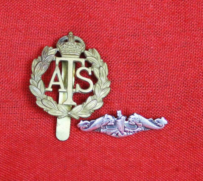 A Super Pair of WW2 Badges For A Scottish ATS Girl Based at Rosneath House and Her US Submariners Sweetheart Badge for Crewman of USS Herring, Lost With all Hands Off Matsuwa Island