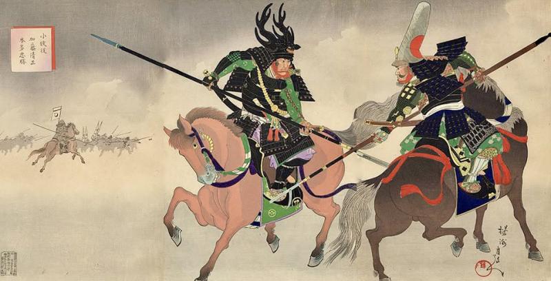 A Shinto Horseman's Yari Long Spear Blade By Kunitomo Minamoto No Masahisa Circa 1660 to 1680. in Superb Condition with fine Suguha Hamon, and Three, Horimono Cut Bo-Hi {Fullers} Decorated with Red Lacquer