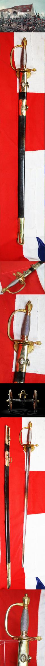1796 Pat. Foot Artillery Officer's Sword of Capt. Andrew {Andreas} Cleeves of the Kings German Legion at Waterloo & Previously at the Peninsular War in 1809. The KGL Were Stationed Near La Haye Sainte, & Supported the Right of the Line Near Hougemont