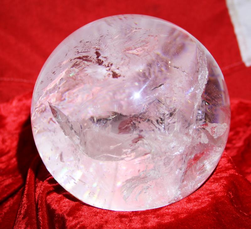 A Stunning Antique Rock Quartz Crystal 'Witch' or 'Scrying' Ball. Containing Internal Veils, Wisps, and Tiny Fissures & Areas Of Incredible Clarity.. A Most Intriguing Classic Antique Collector's Item Of The Esoteric Mystical Arts and Occultism