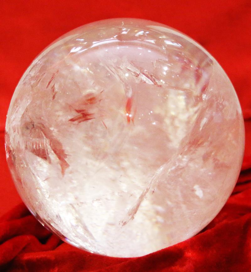 A Stunning Antique Rock Quartz Crystal 'Witch' or 'Scrying' Ball. Containing Internal Veils, Wisps, and Tiny Fissures & Areas Of Incredible Clarity.. A Most Intriguing Classic Antique Collector's Item Of The Esoteric Mystical Arts and Occultism