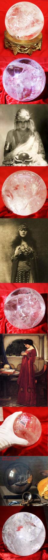 A Stunning Antique Rock Quartz Crystal 'Witch' or 'Scrying' Ball. Containing Internal Veils, Wisps, and Tiny Fissures & Areas Of Incredible Clarity.. A Most Intriguing Classic Antique Collector's Item Of The Esoteric Mystical Arts and Occultism
