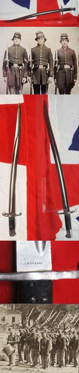 A Really Rare Chevasse & Co Confederate Contract Pattern 1856, 1856/8 Two Band Enfield Rifle Sword Bayonet with Yataghan Blade. American Civil War Import From Birmingham England, by Confederate Supply Contractor.