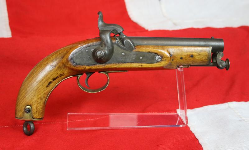 A Rare Crimean War Issue, P1839 Tower of London Royal Naval Sea Service Pistol, In Spectacular, As issued Condition, With Original Finish, Blue and Stock Varnish. Positively and Profusely Stamped & Ordnance Marked, With Numerous Inspection Marks