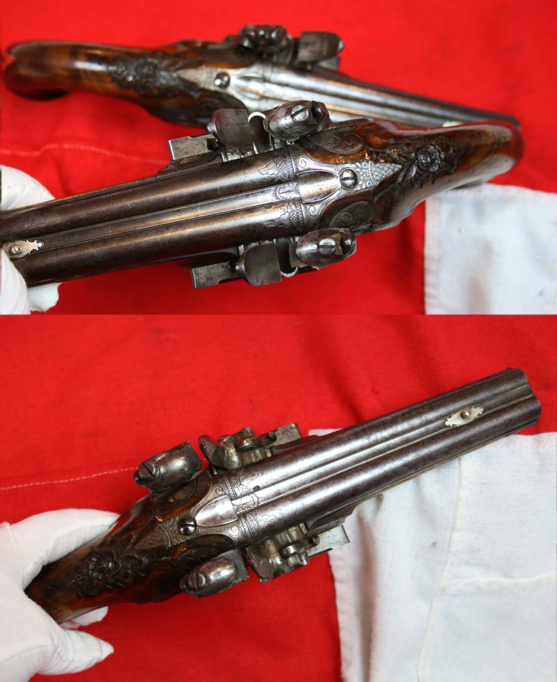 A Simply Stunning Quality 18th Century Pair of Double Barrelled Side By Side Flintlock Pistols, Most Often The Preserve of Generals During The American Revolutionary War in the 1770’s, and Generals Into the Napoleonic Period