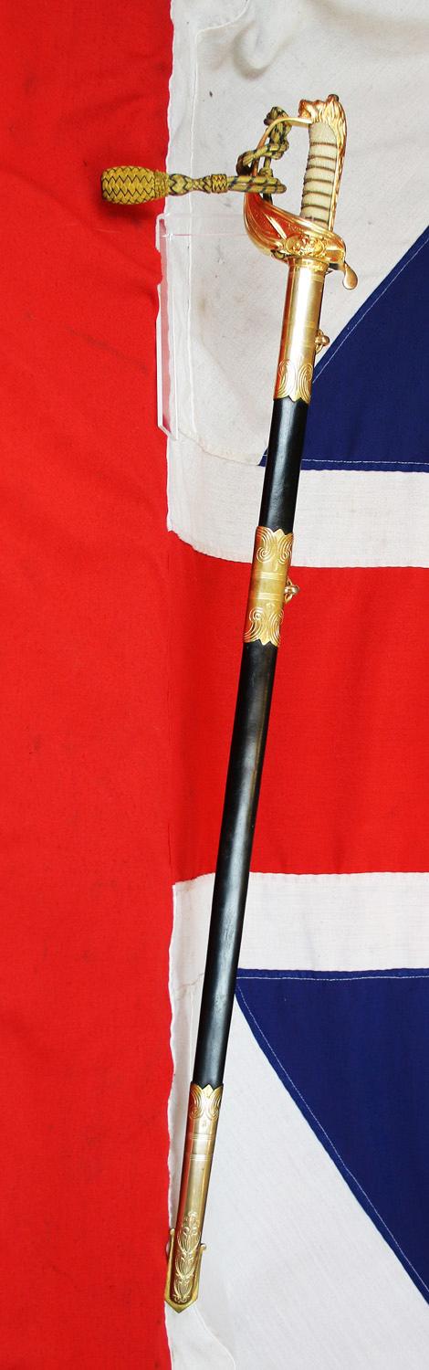 Royal Naval Officer's Sword of a Lt. Former Officer of 'The Mighty Hood', Battlecruiser, HMS Hood. For 20 Years The Largest Warship In the World Tragically Sunk by the German Battleship Bismark May 1941. With The Loss of 1415 Crew
