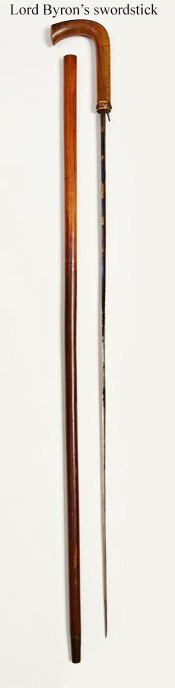 A Fine, Original, 19th Century Antique, King George IIIrd Carved Hound's Head Long Bladed Swordstick. Carved Ivory Head & Blue and Gilt Finely Engraved Steel Blade. Bamboo Wood