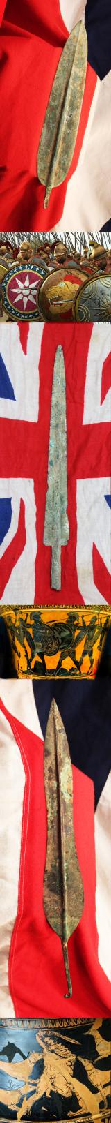A Very Special Collection of Original Homer's Odyssean Period Weapons of Antiquity From the Siege Of Troy Era and Odysseus's Odyssey A 3200 Year Old Spear and Sword And A Gladius Hispaniensis From The Time Of Alexander and Early Rome