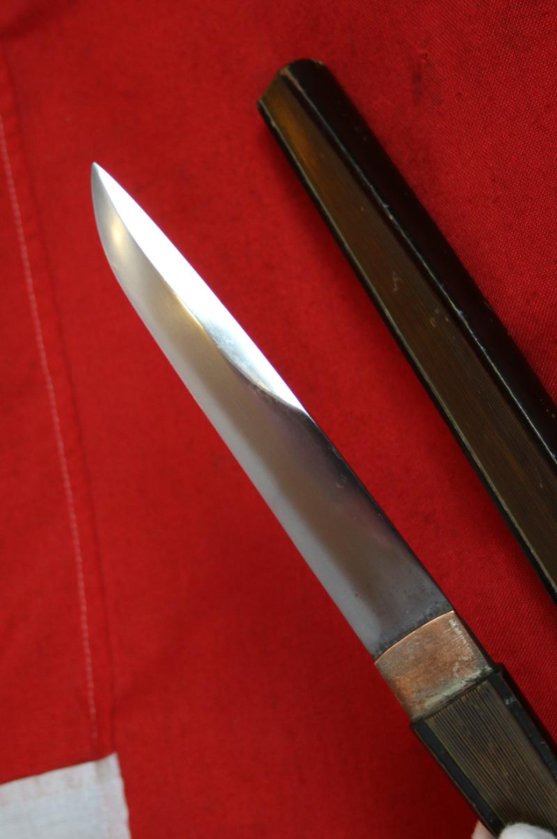 A Superb, Original, Antique Japanese Shinshinto Period, 19th Century, Samurai's, Secret, Hidden Fan-Dagger, A Kanmuri-Otoshi Form Kakushi Ken, Sensu-gatana