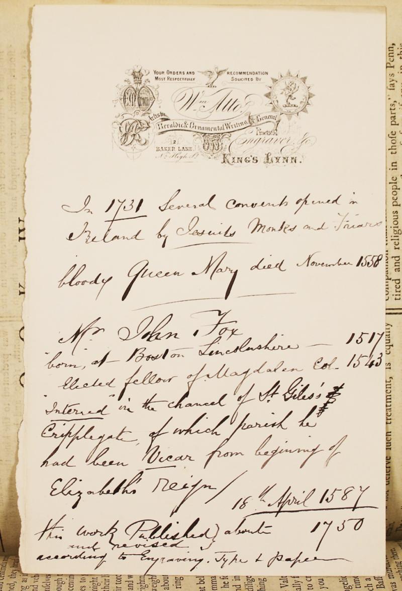 Foxe’s Book of Martyrs, By John Foxe, Originally Published in 1563, Under the Title Actes and Monuments, This New and Complete Book Of Martyrs, or, An Universal History of Martydom. Circa 1750