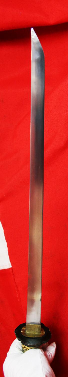 A Late 19th Century Most Attractive Hand Carved Japanese Samurai Style Export Sword From the Late Edo to Taisho Period. Decorated Throughout With Takebori Carved Figures of Armoured Samurai & Nobles In Court Dress