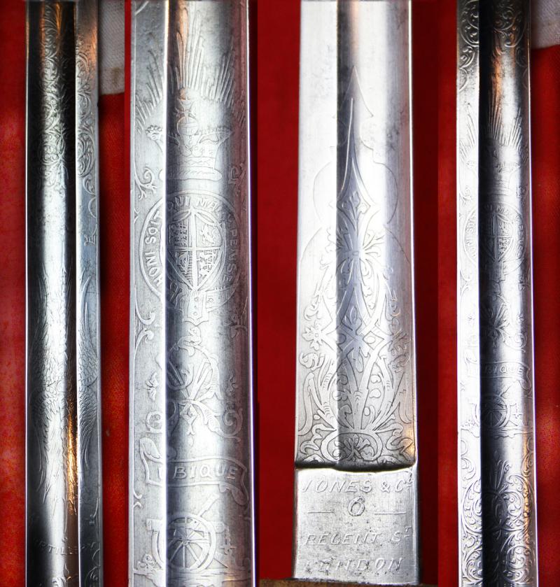An Excellent, Victorian, Zulu War Service Royal Artillery Officers Combat Weight Sword Commissioned From Jones & Company, 6 Regent Street London of 1875 For A RA Officer That Served in The Zulu War Commanding A Gatling Gun Unit In 1879