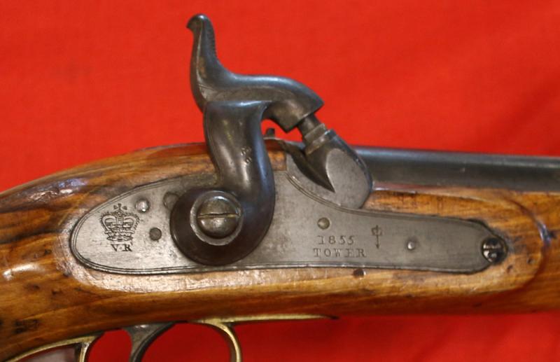 A Rare Crimean War Issue, P1839 Tower of London Royal Naval Sea Service Pistol, In Spectacular, As issued Condition, With Original Finish, Blue and Stock Varnish. Positively and Profusely Stamped & Ordnance Marked, With Numerous Inspection Marks