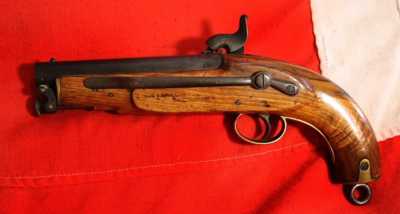 A Rare Crimean War Issue, P1839 Tower of London Royal Naval Sea Service Pistol, In Spectacular, As issued Condition, With Original Finish, Blue and Stock Varnish. Positively and Profusely Stamped & Ordnance Marked, With Numerous Inspection Marks