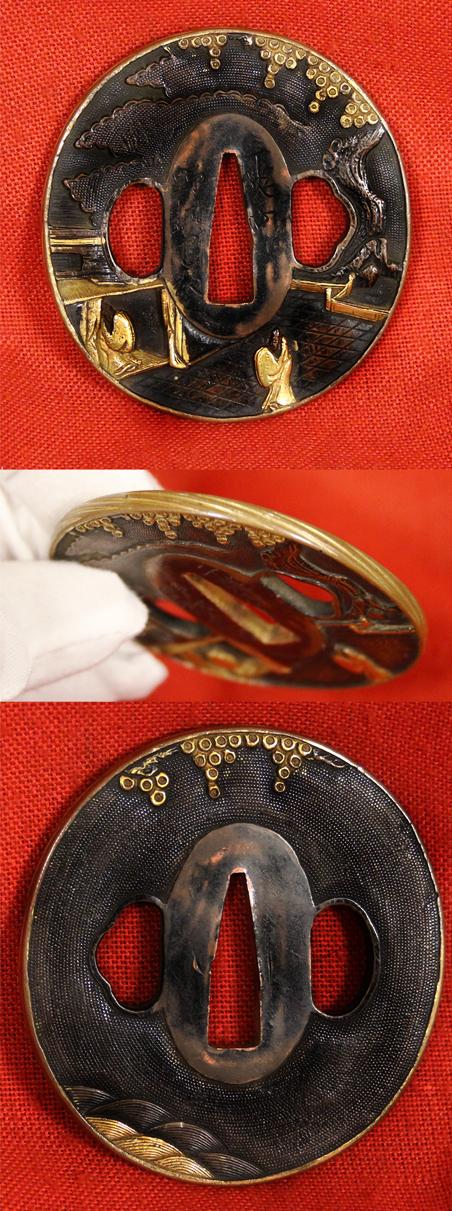 A Beautiful Koto Wakazashi, In Superb Fully Original Edo Koshirae Including Goto Fittings in Gold & Shakudō (赤銅) Dragon Fuchigashira & Beautiful Tsuba Signed Omura Kanenori.