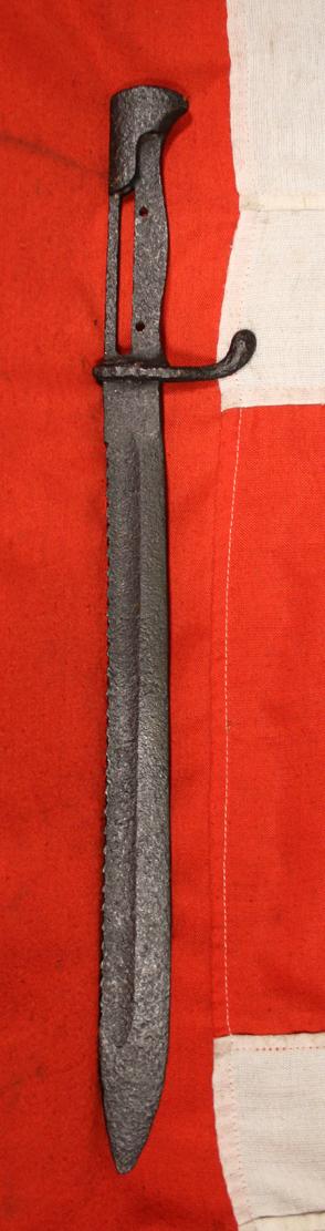 A S98/05 S or m.S.'Sawback'. The Infamous German WW1 'Sawback' Mauser Butcher Bayonet. A Recovered Relic From The Somme. Only 6% Of The Mauser Bayonets Were Fitted With Sawback, and 99.9% Of Those Later Officially Removed in 1917