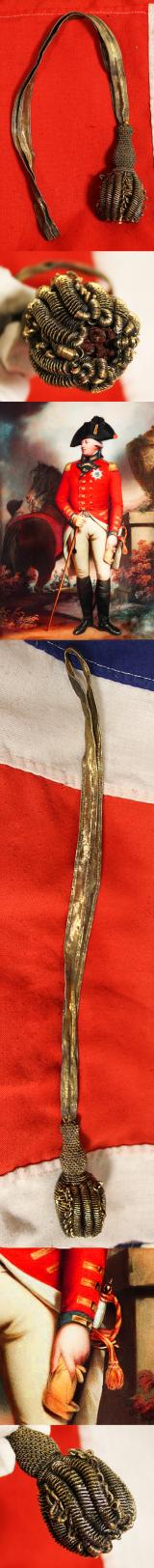 A Superb and Rare King George IIIrd, Napoleonic Wars Era Knot Used in the Peninsular War and Waterloo Period by British Generals & Staff Officers. A Finest Quality All Gold Bullion Sword Knot